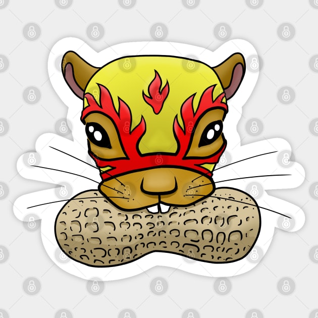 Luchador Squirrel Nut Biter Sticker by mikeskki